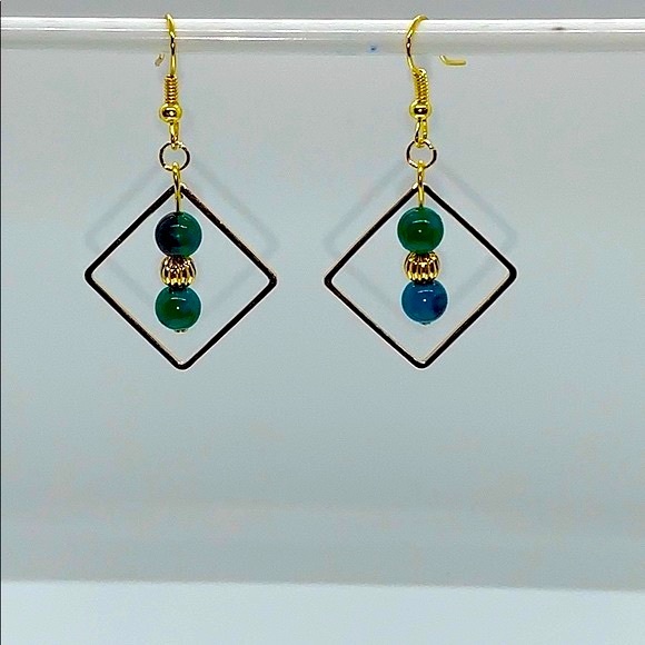 21048 Chrysocolla (green) earrings - Picture 2 of 4